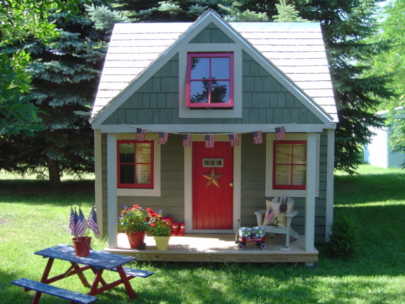 Our completed playhouse/garden shed.Tea Parties Daily