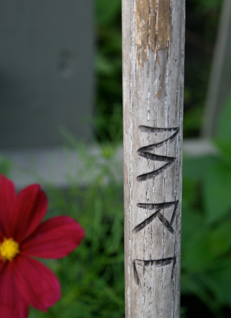 A gardeners leaves their mark.